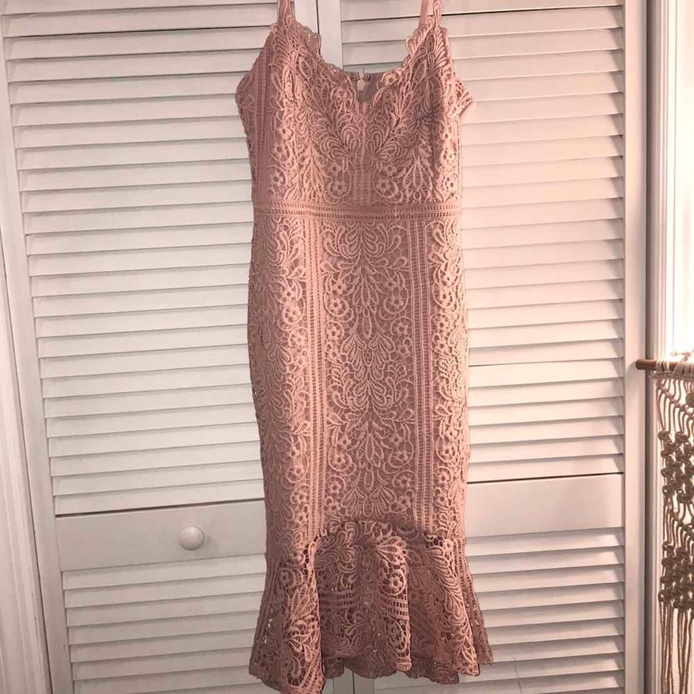 Scallop Lace Fluted Hem Cami Dress